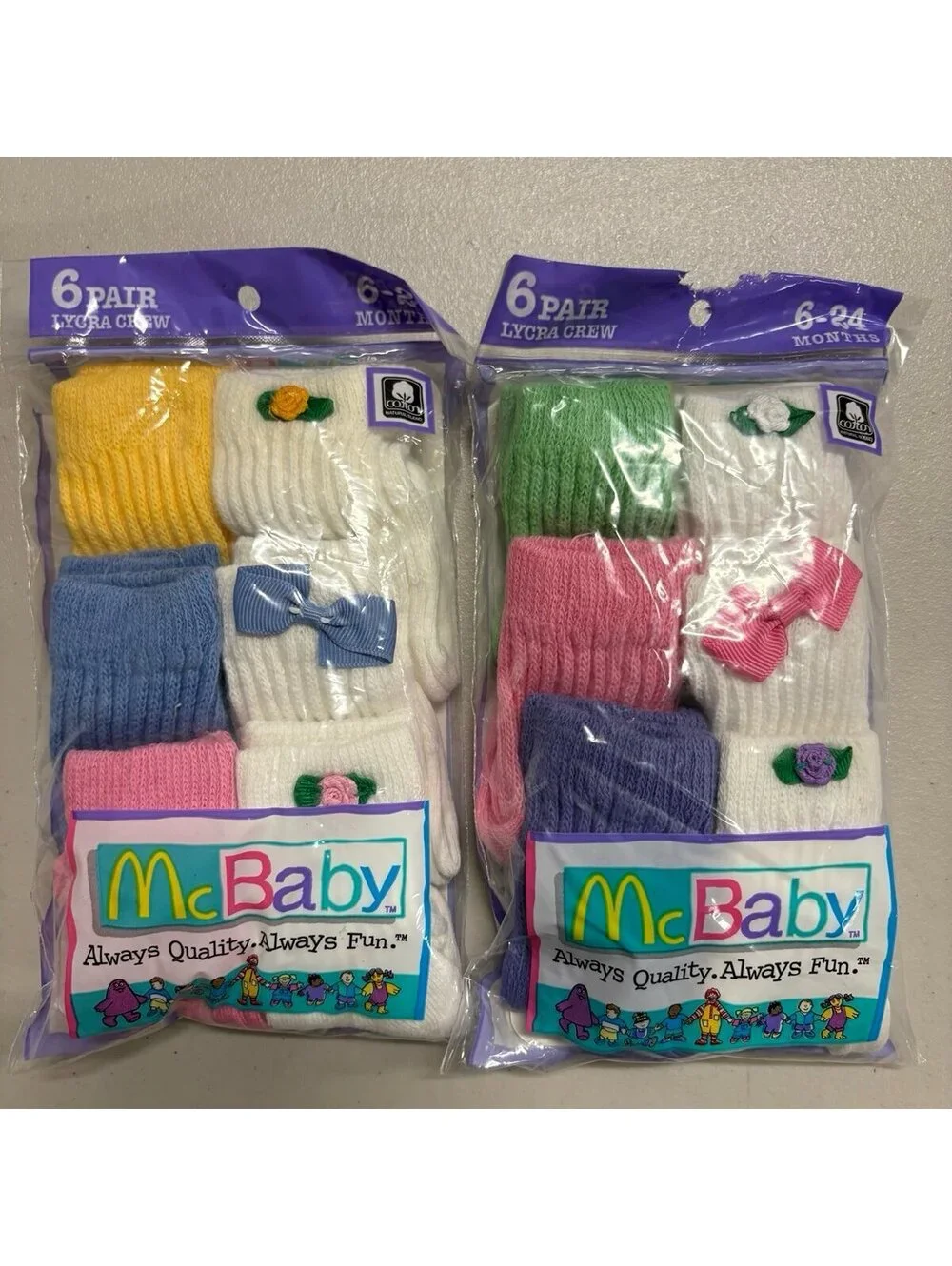 Vintage McBaby by McDonald’s Baby Socks Lot of 2 Packs 6-24 Months NWT USA